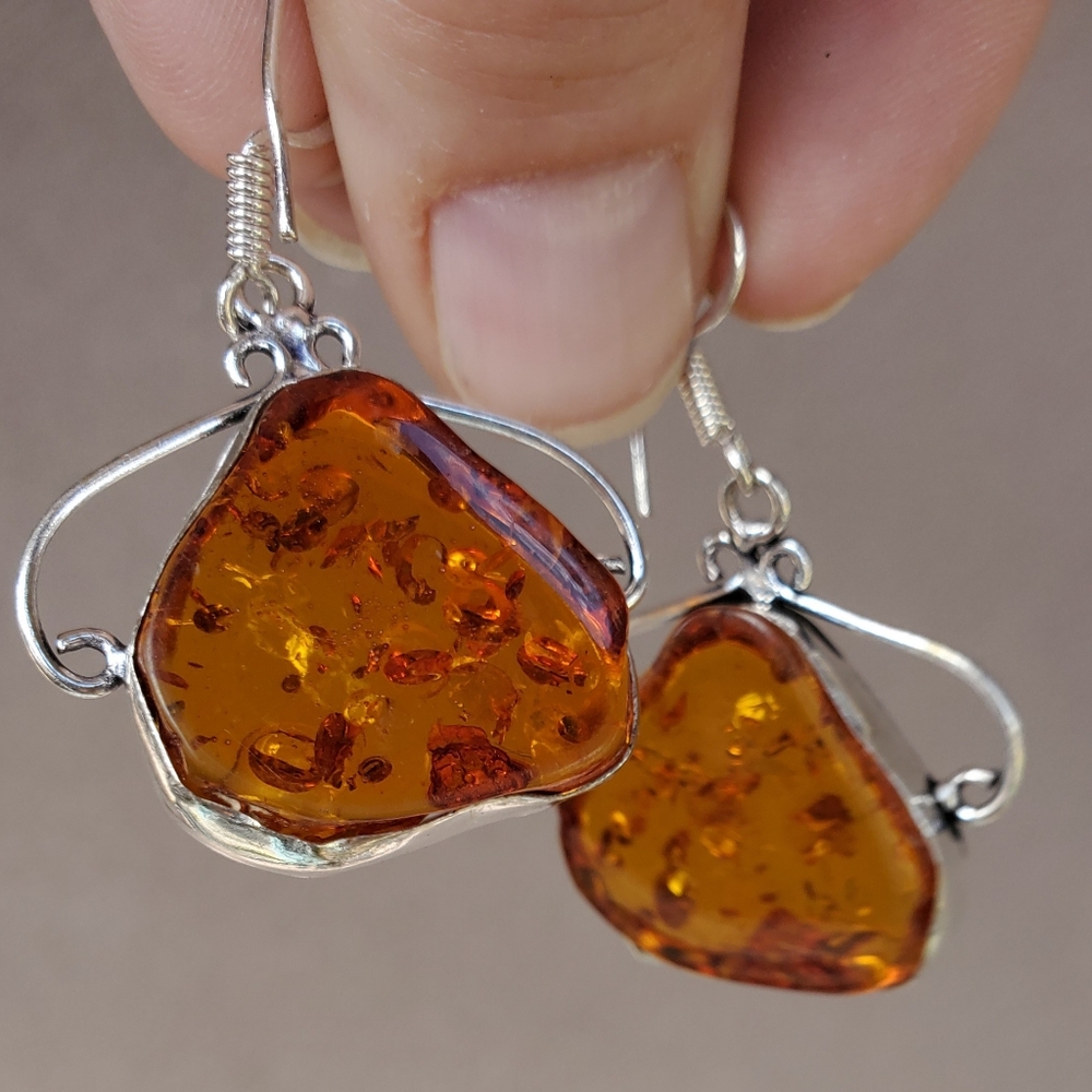 New Amber Silver Earrings.